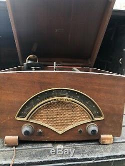Vintage Zenith Table Top Tube Radio & Auto Record Player @for Parts Not Working@