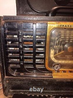 Vintage Zenith TransOceanic Tube Radio, 1947 Case And Antenna Nice Untested RG4