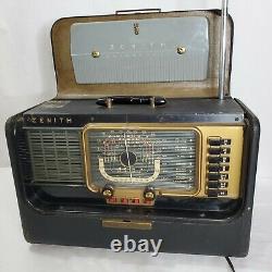 Vintage Zenith Trans Oceanic Tube Radio 50s Model H500 Shortwave Original Works