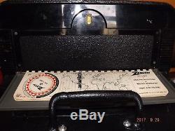 Vintage Zenith Trans-Oceanic Wave Magnet Shortwave Portable Lunch Box Tube Radio