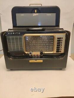 Vintage Zenith Trans Oceanic Wave Magnet Y600 Radio For Parts Turns On Read