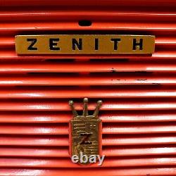 Vintage Zenith Tube Radio Alarm Clock Brown MCM L520R Mid Century Modern Works