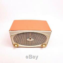 Vintage Zenith Tube Radio Bakelite Toreador B513-V Coral Pink Mid Century Modern