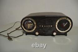 Vintage Zenith Tube Radio Brown Working Owl Eyes Brown MCM 1950's Art Deco