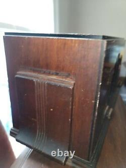 Vintage Zenith Tube Radio Burled Walnut Wood Cabinet Working Art Deco MCM RARE