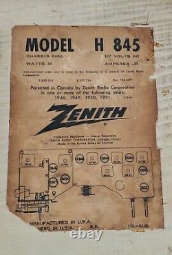 Vintage Zenith Tube Radio High Fidelity S-53556 Mid Century Made USA VGC Tested