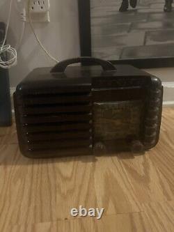 Vintage Zenith Tube Radio Recall Bakelite Dark Deco Used Missing Back Plate