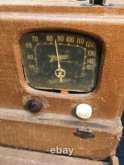 Vintage Zenith Tube Radio Wood Luggage Suit Case 15in x 6in x 9in Working