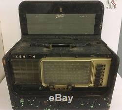 Vintage Zenith Wave Magnet Super De Luxe Trans-oceanic Portable Radio No Plug