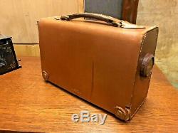 Vintage Zenith Z404l Leather Covered Cabinet Portable Tube Radio