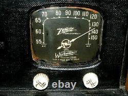 Vnt. 1940`s Zenith Long Distance Portable Wave Magnet Tube Radio Model 6-G-501M