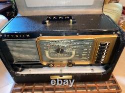 Vtg 1950s Zenith Trans Oceanic Portable Battery Shortwave Radio H500 Works