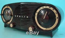 Vtg Early Bakelite Owl Eyed Zenith Clock AM Tube Radio Receiver Model J514