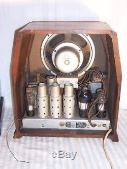 Vtg Zenith 712 ornate tube radio black dial art deco 1933
