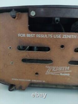 Vtg Zenith AM Tube Radio Model H511 Racetrack Bakelite Art Deco Tested Works