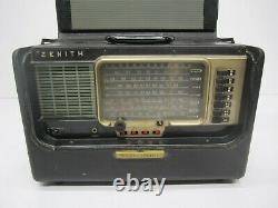 Vtg Zenith B600 Trans-Oceanic Wave Magnet AM SW Portable Tube Radio 6A40 As Is