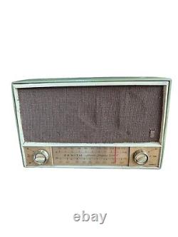 Vtg Zenith C725 AM FM Tube Table Radio Phono 1959 Green Works