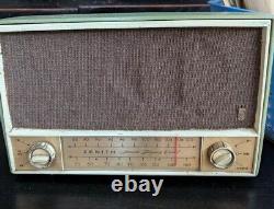 Vtg Zenith C725 AM FM Tube Table Radio Phono 1959 Green Works