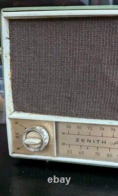 Vtg Zenith C725 AM FM Tube Table Radio Phono 1959 Green Works