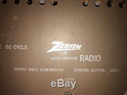 Vtg Zenith High Fidelity AM FM Long Distance Tube Radio X337 Table Model