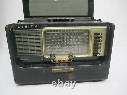 Vtg Zenith R600 Trans-Oceanic Wave Magnet AM SW Portable Tube Radio 6R40 As Is