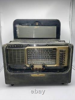 Vtg Zenith Trans-Oceanic Wave Magnet World-Band Radio Works 1950s Tube