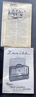 Working 1950s ZENITH Super Trans Oceanic Wave Magnet Tube Radio H500 withpaperwork