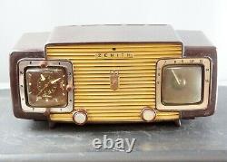 ZENITH BAKELITE TUBE CLOCK RADIO #L-520 PARTS ONLY For Parts/No Returns