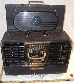 ZENITH TRANS-OCEANIC MODEL 8G005 PORTABLE SHORTWAVE TUBE RADIO 1940s