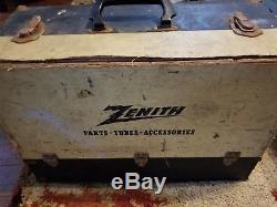 ZENITH TV Radio Tube Repair Tool Box Case Suitcase Full of Vacuum TUBES Boxes