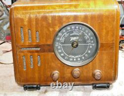 Zenith 1938 5-S-250 AM/Short Wave Cube Radio Beautiful Wood Cabinet (Working)