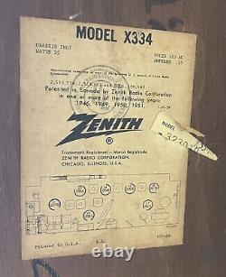 Zenith 2-2345 Long Distance Tube Radio Model X334 1955 Tested Working