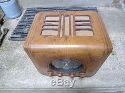 Zenith 5S126-226 Restored Wood Cube Tube Radio Black Dial 1937 1938 Round Glass