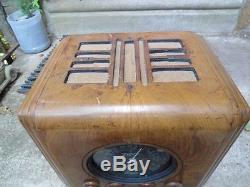 Zenith 5S126-226 Restored Wood Cube Tube Radio Black Dial 1937 1938 Round Glass