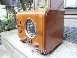 Zenith 5S218 Restored Wood Cube Tube Radio Black Dial 1937 1938 Round Glass