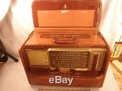 Zenith A600L Brown Leather Transoceanic AM & 6 SW Bands Tube Radio 1958 NR