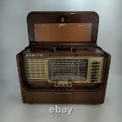 Zenith A600L Transoceanic WAVE MAGNET Shortwave Tube Radio Leather WORKS