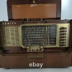 Zenith A600L Transoceanic WAVE MAGNET Shortwave Tube Radio Leather WORKS