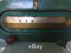 Zenith H511-F Green Teal Racetrack Console Tone VINTAGE TUBE RADIO tubes glow