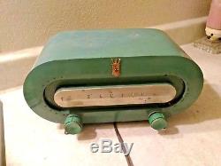 Zenith H-511 Antique Green Blue Bakelite Tube Radio From 1951 H-511F Racetrack
