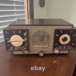 Zenith J733 Tube Radio AM/FM Telechron Clock 733 Vintage 1950s MCM Working Clock