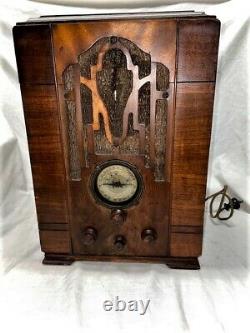 Zenith Model 807 Wooden Tombstone Radio AM/SW Working! 5 Tube 1935 White Dial