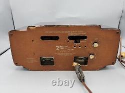 Zenith Model T524R Vintage Alarm Clock Tube Radio. Brown N Gold, Works