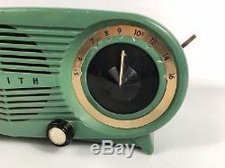 Zenith Owl Eyes Green Clock Radio Rare Vintage Color Tube Music