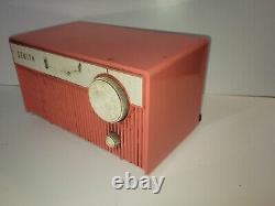 Zenith Pink Coral Plastic Tube Radio Model F508 Untested 1960s