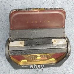 Zenith Portable Tube Radio Model H503-Y Vintage 1950's Leatherette Case AM Works