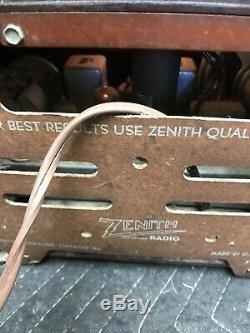 Zenith Racetrack AM Radio Consol-Tone Brown Bakelite Vintage Tubes