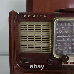 Zenith Trans-Oceanic Wave Magnet B600 Shortwave Radio Brown Leather