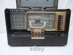 Zenith Trans-oceanic H500 Portable Am / Shortwave Tube Radio Plays
