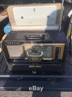 Zenith Transoceanic H500 Wave Magnet Short Wave Tube Radio Works Dirty